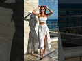 Download Lagu Blonde beauty in white: strapless top \u0026 slit skirt #OOTD MP3