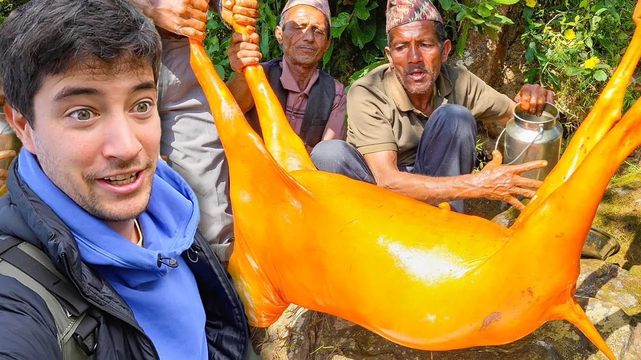 NEPALI FOOD in VILLAGE!! 60 Villagers Eat HUGE Goat Curry with @KanchhiKitchen in Nepal!