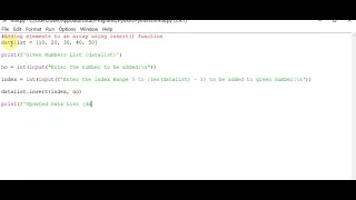 Adding elements to an array using insert function Python
