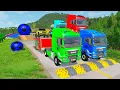 Lagu Truk Trailer Double Flatbed vs polisi tidur | Bus vs polisi tidur | Beamng Drive | 655
