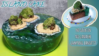 island cake cake pulau tanpa coklat ganache dan gelatin