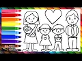 Drawing And Coloring A Family Of 5 Drawings For Kids