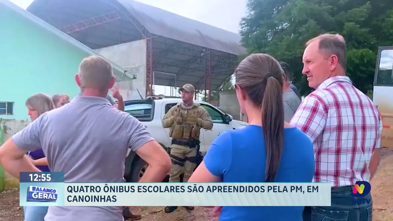 Quatro ônibus escolares são apreendidos pela PM, em Canoinhas