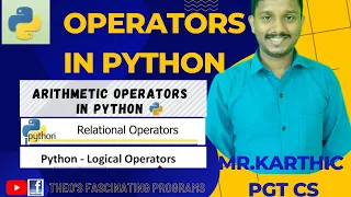 Python operators Arithmetic operators in python Relational operators in python Logical operator