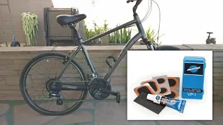 Mountain Bike MTB tire deflated tube puncture patch fix