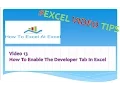 Excel Tips How To Enable The Developer Tab In Excel - allow easy access to Visual Basic In Excel