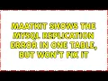 Maatkit shows the MySQL replication error in one table but won t fix it