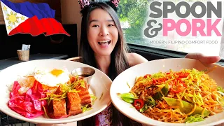 Modern Filipino Comfort Food In LA! Lechon Kawali, Pancit Canto, Adobo Pork Belly Nigiri - Mukbang