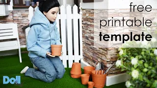 DollStuff plant pot for dollhouse Barbie printable template - easy free printable template