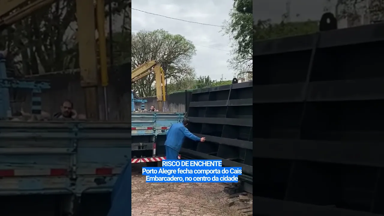 Risco de enchente: Porto Alegre fecha comporta do Cais Embarcadero, no centro da cidade