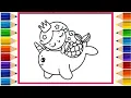 Cute Mermaid and Narwhal Fun Coloring Page for kids Painting Drawing For Toddlers