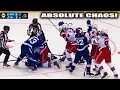 Scott Sabourin Hits Igor Shesterkin \u0026 Fight Scrum Ensues | Rangers vs Lightning 2025 Highlights