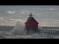 High Winds Bring Massive Waves to Lake Michigan Shore