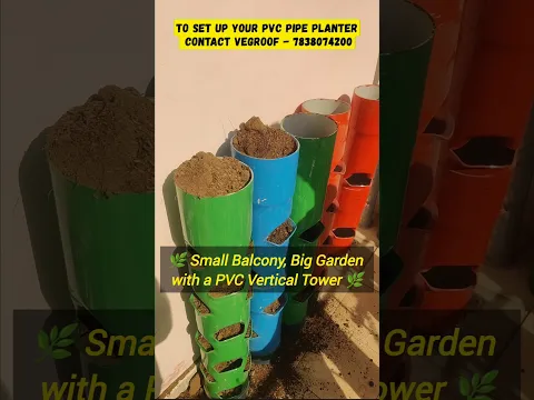 🌿 Small Balcony? Watch How This PVC Vertical Tower Creates a MINI GARDEN 🌿 #balconygarden #shorts