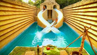 150 Days to Build the Million Dollar Underground House below Tunnel water slide with swimming pool