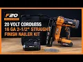 F20 PLATFORM Cordless 16 GA 2- Straight Finish Nailer Kit Freeman PE20VFN64