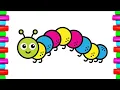 Cute Caterpillar Coloring for KidsLearn Colors For KidsEasyDrawing