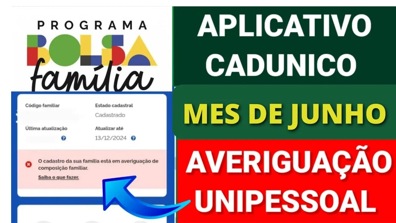 BOLSA FAMÍLIA AVERIGUAÇÃO CADASTRO LIBERADO MES DE JUNHO PAGAMENTO RETROATIVO