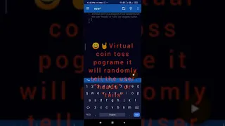 virtual coin toss program it will randomly tell the user heads or tails in python