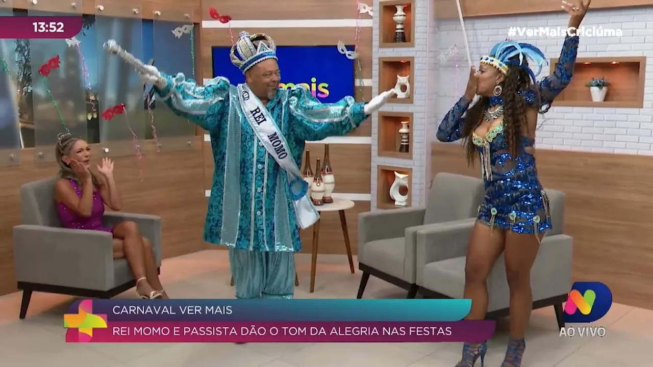 Carnaval Ver Mais: passista e Rei Momo fazem a folia nos estúdios da NDTV