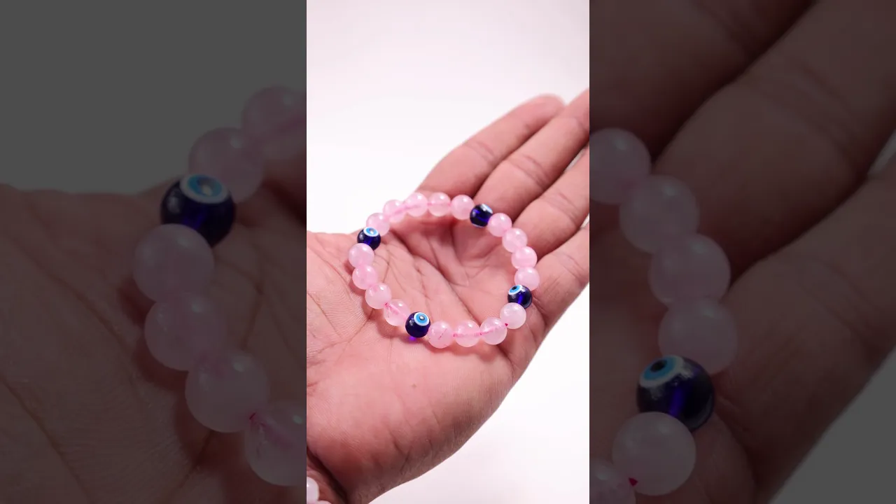 Rose Quartz with Evil Eye Bracelet for Love & Relationship Protection