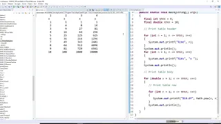 java ch6 create a power table with for loop