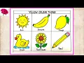 Yellow Color things drawing step-by-step for preschooler kids school and colouring