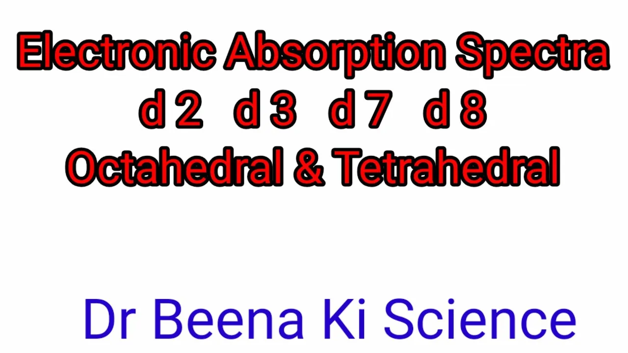 Electronic Absorption Spectra d2,d3,d7, d8 Octahedral & Tetrahedral