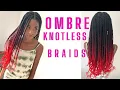 GIRLS KNOTLESS BRAIDS BLACK RED OMBRE HAIR