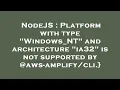 NodeJS Platform with type Windows - NT and architecture ia32 is not supported by aws-
