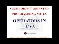 OPERATORS IN JAVA NOTES CS3391 OBJECT ORIENTED PROGRAMMING NOTES 2021 REGULATION CSE