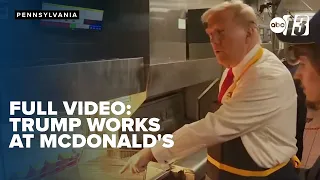 Trump working at McDonald s fry counter and drive thru while campaigning in Pennsylvania FULL