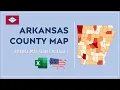 Arkansas County Map in Excel - Counties List and Population Map