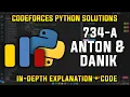 734A Anton and Danik Codeforces Python Solutions Explanation Walkthrough