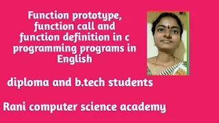 Function prototype function call and function definition in c programming programs in English