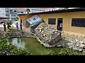 Lagu Incredible!! Dump Truck Drive Back Unloading Stone Overturned Recovery By Dozer with Excavator