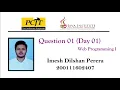 Web Programming Question Session Day 01 Question 01 Imesh Dilshan Perera