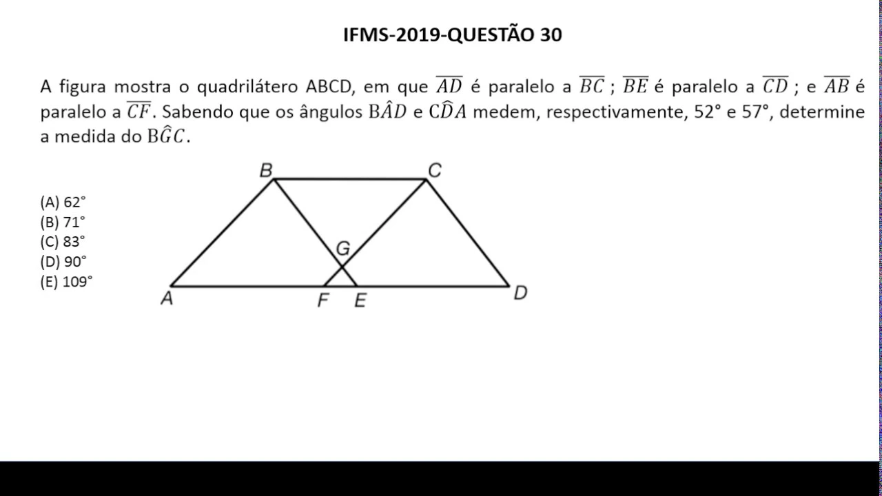 Ângulos #IFMS 2019 Q30 Prova de Matemática Exame de Seleção