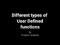 Different types of user defined function In PHP