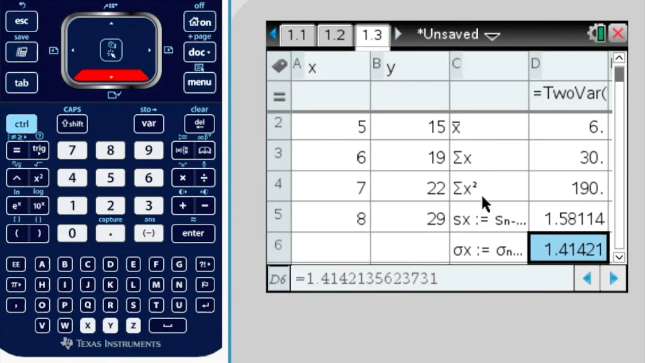 TI-Nspire: Two Variable Statistics