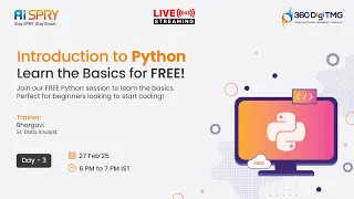 Python for Beginners Learn Python Basics for FREE Day 3 360DigiTMG