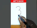 Easy Drawing with Number 3 Cute Elephant Drawing for Beginners