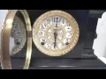 1903 Antique 8 Day E Ingraham Black Mantel Clock Cathedral Gong Strike Wood With Adamantine Trim