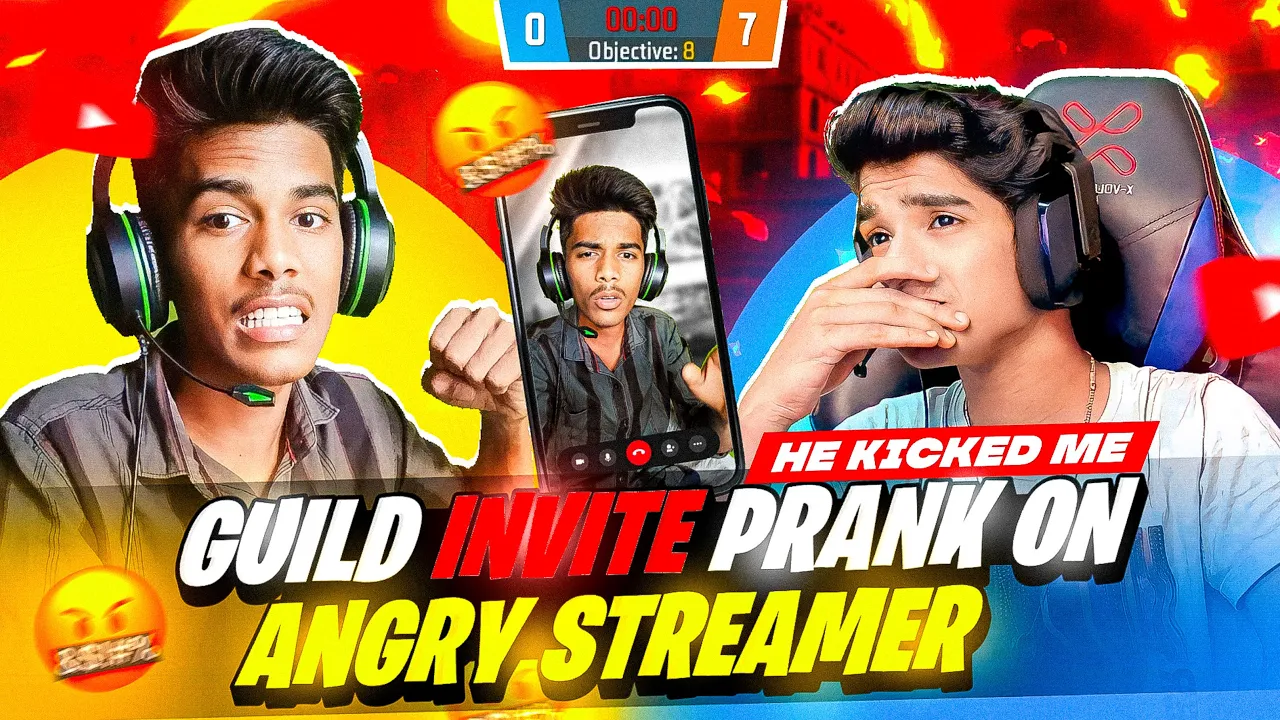 😨GUILD INVITE PRANK ON 🤬ANGRY STREAMER | I LOST IN 0-7😭| 1 VS 1🔥|FREE FIRE IN TELUGU #dfg #freefire