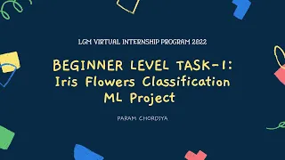 LGMVIP Data Science Task 1 Iris Flowers Classification ML Project