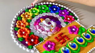 Ganesh chaturthi rangoli simple✨Simple rangoli designs for diwali✨श्री गणेश चतुर्थी स्टेटस #rangoli