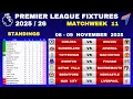JADWAL EPL HARI INI - Pekan Ke-11 • Klasemen Liga EPL Hari Ini • Jadwal Liga Primer 25/26
