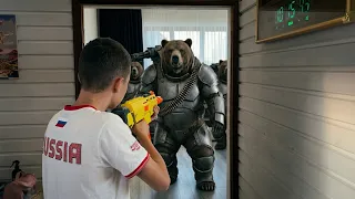 Nerf war against the evil bears from Narnia
