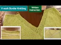 How To Knit V Neck Border V - Shape Neck Knitting With Two needles Knitting V Neck With Subtitles