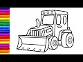 Loader Tractor Drawing and Coloring for Kids Toddlers Easy Tractor Drawing Kids Coloring